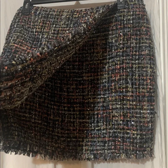 CeCe Multicolor Tweed with Metallic Thread Faux Wrap Skirt size 14 EUC - Picture 4 of 7